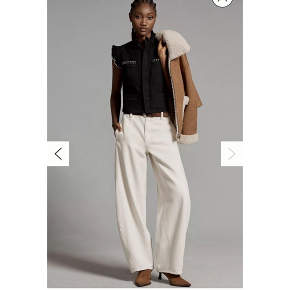 Seventy + Mochi Jackets & Blazers - Seventy + Mochi Pablo Crop Vest Women M Black Denim Anthropologie Free People